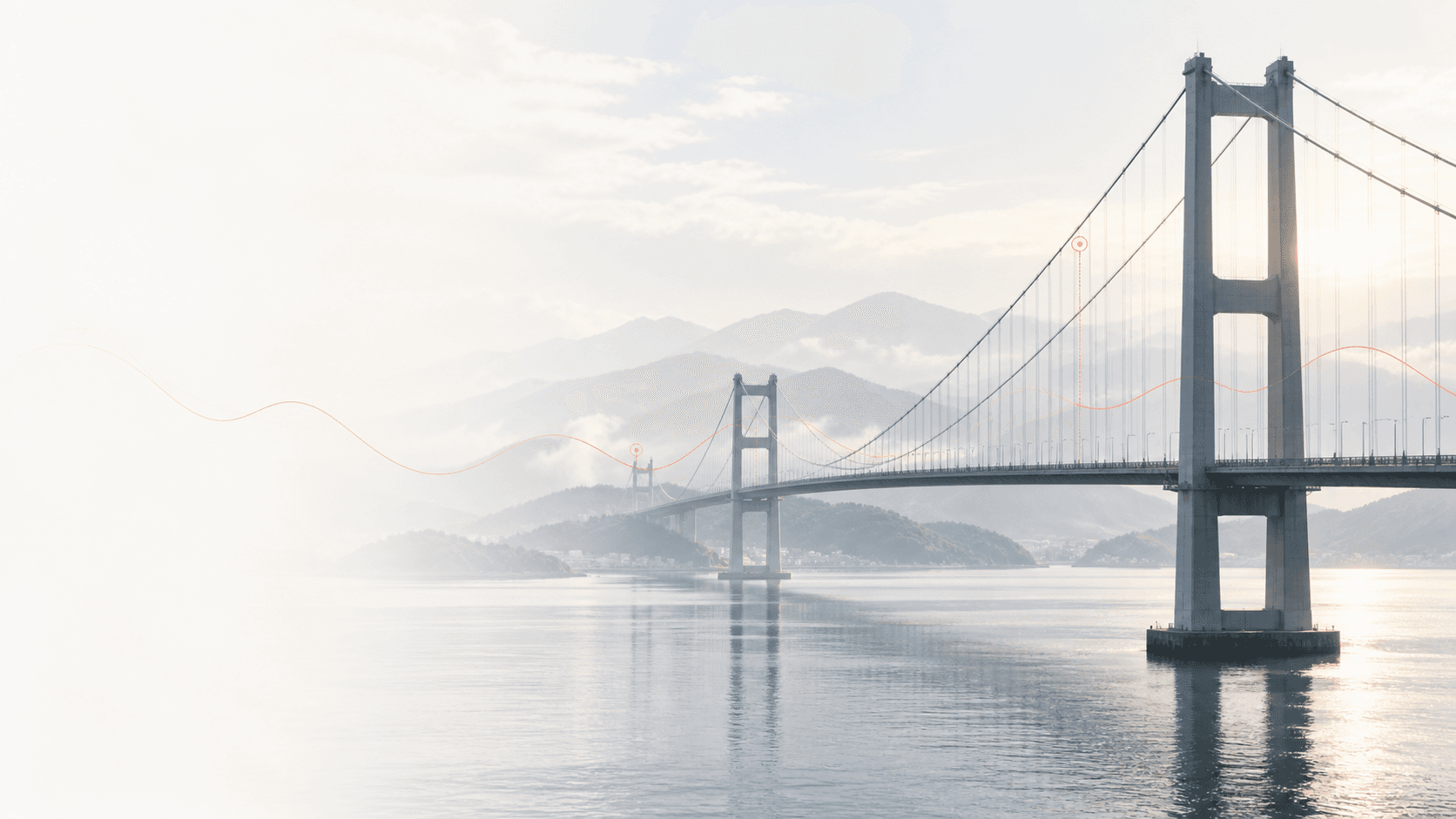 Suspension bridge with a subtle structural response waveform